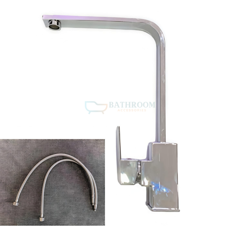 chrome kitchen mixer tap with square profile spout