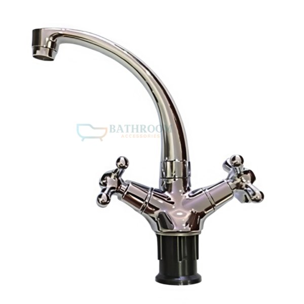 chrome dual-handle kitchen faucet